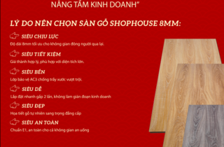 Sàn gỗ Shophouse 8mm – Giải pháp sàn gỗ đẹp, bền, giá chỉ 167.000đ/m²